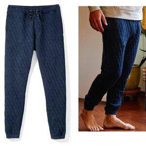 Wellen huckberry Navy Blue Drawstring Quilted Sweatpants 35391